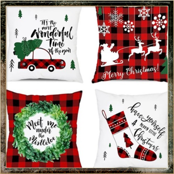 4 stuks kerstkussen hoezen 45X45cm