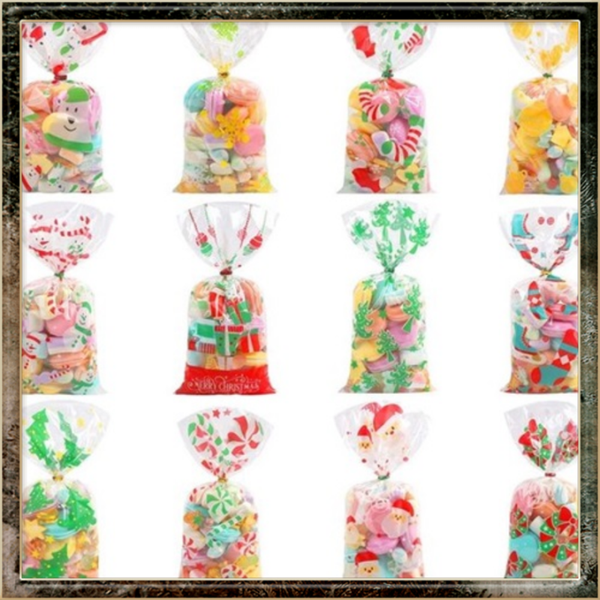 144 Kerst snoepzakken, transparante kerstzakken