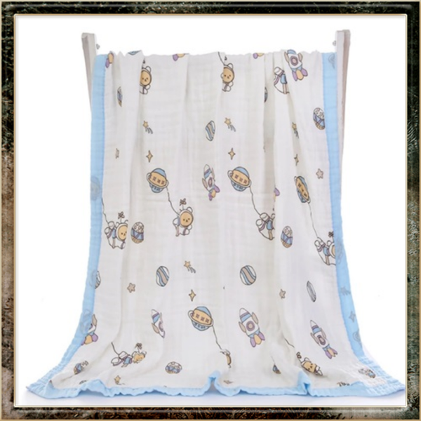 Babybadhanddoek, 6 lagen superzachte katoenen (blauw)