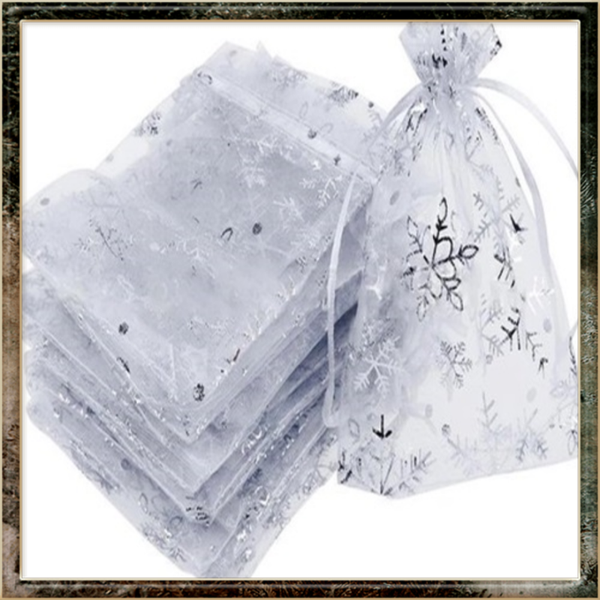 48x Organza zakjes 10x15 Kerstmis, zakjes om te vullen