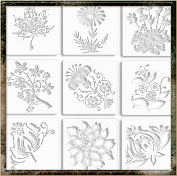 Bloemenschildersjablonen schildersjabloon, 9 stuks