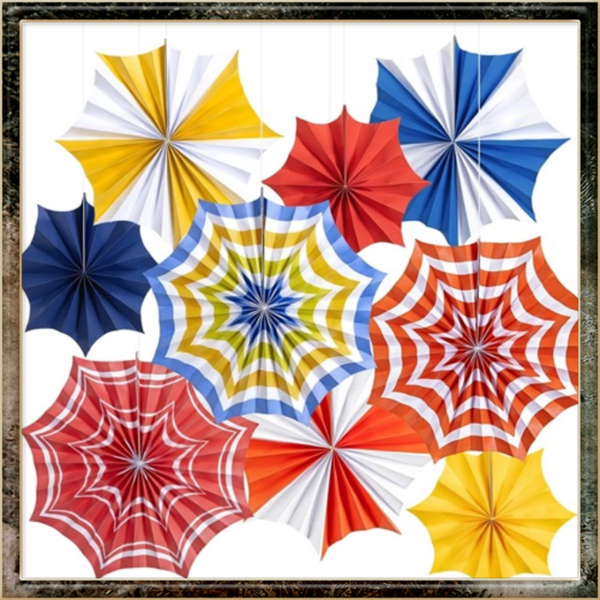 9-delige papieren waaiers voor feestdecoratie