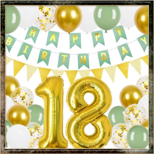 18e Verjaardag Decoratie Set, Gouden 18 jaar