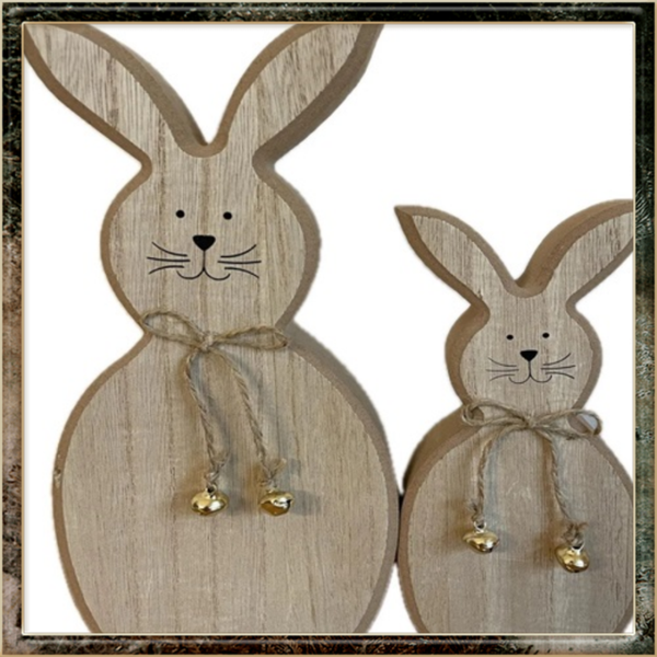 Decoratieve houten paashaas, set van 2