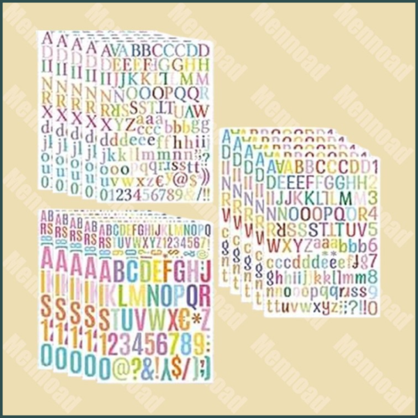 15 vellen kleurrijke alfanumerieke stickers - opplakletters en cijfers