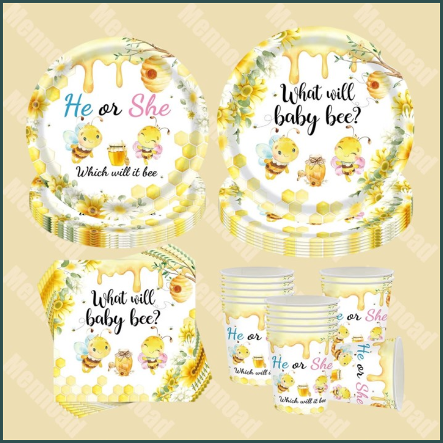 50 delige Baby Shower Bijen thema wegwerp feest servies set
