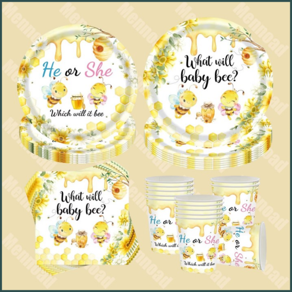 50 delige Baby Shower Bijen thema wegwerp feest servies set