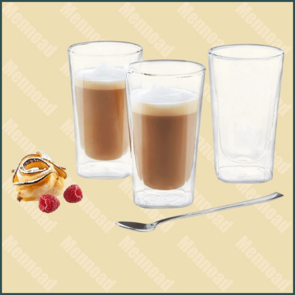 3 Ernesto Dubbelwandige geïsoleerde Coffee Glazen van 330 ml