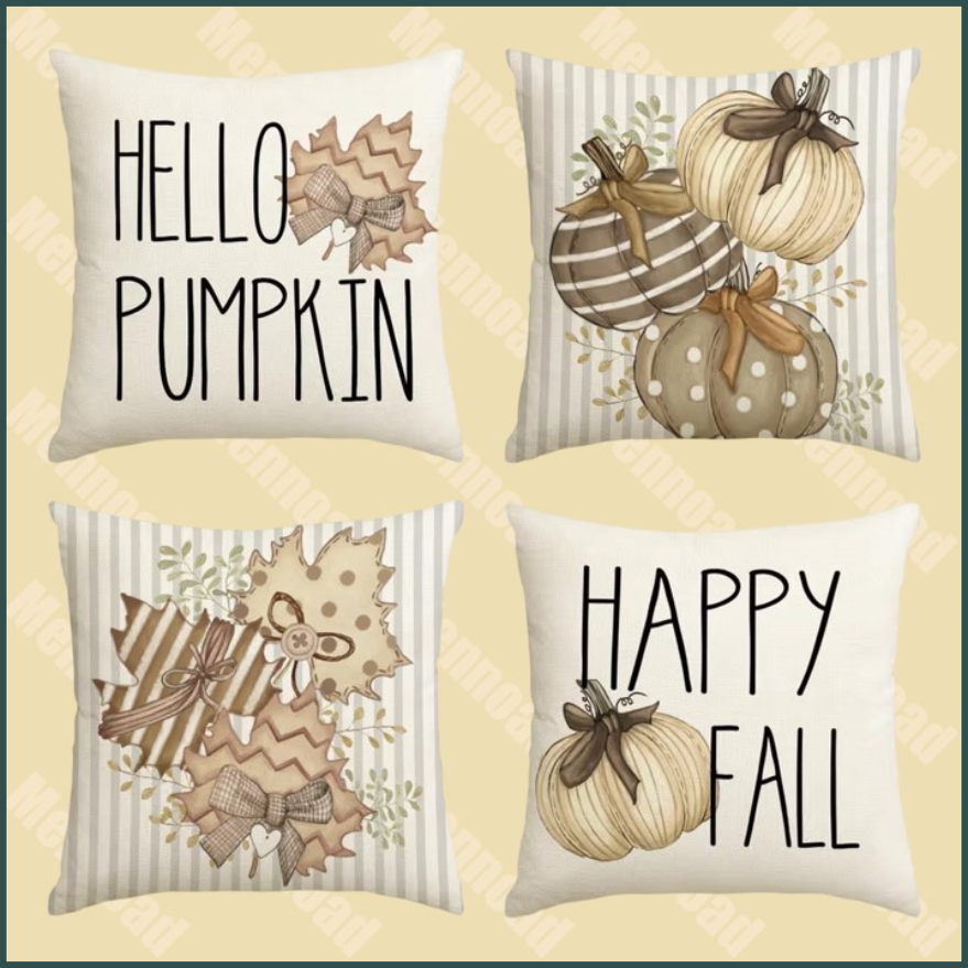 Sierkussen slopen zachte polyester Stof, 4 stuks 50x50 cm, Herfstkleuren