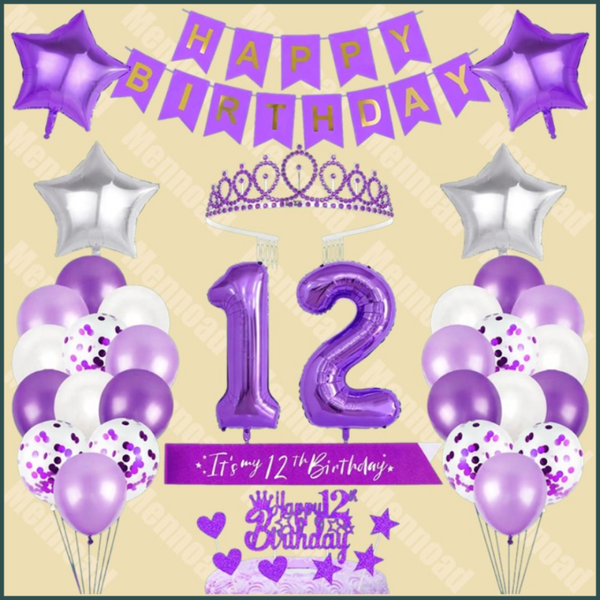 12e Decoratieset Kroon Sjerp Banner Taart Toppers Ballonnen
