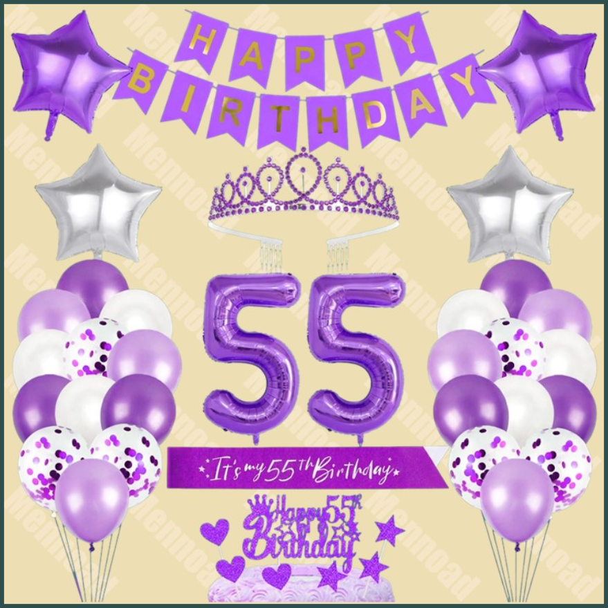 55e Decoratieset Kroon Sjerp Banner Taart Toppers Ballonnen