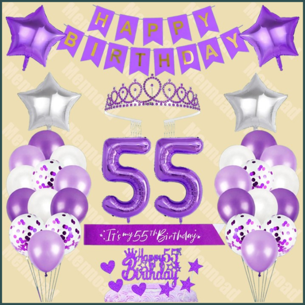 55e Decoratieset Kroon Sjerp Banner Taart Toppers Ballonnen