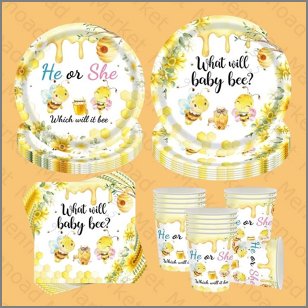 50-delige Bijen servies Gender reveal party