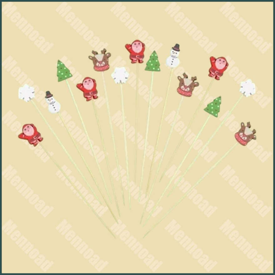 Houten Christmas cocktail prikkers set van 100 stuks (15cm)