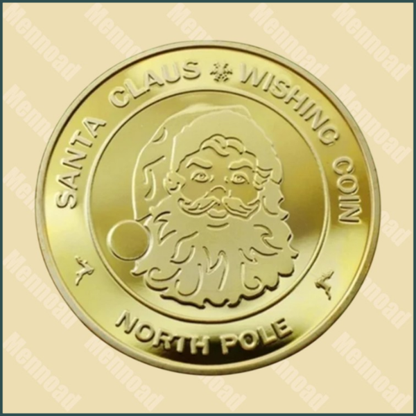 Metaal Gouden Santa Claus Wishing Coin 4cm