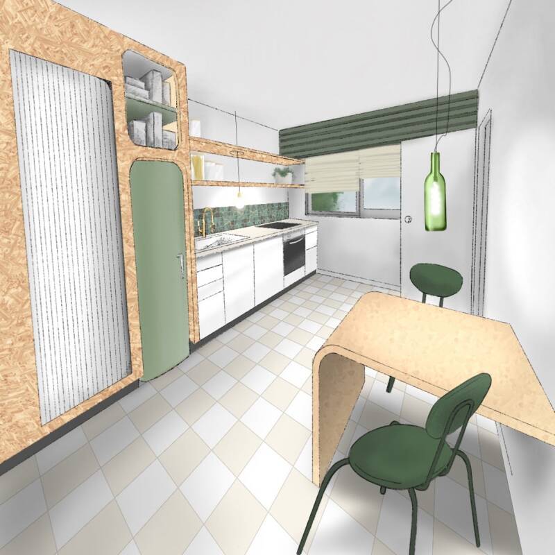 Dessin de rénovation d'une cuisine