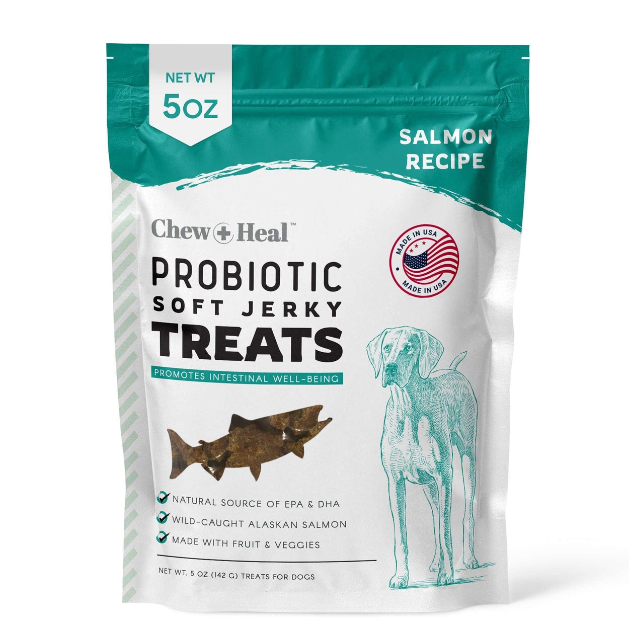 Chew + Heal Wilde Alaska Zalm Probiotica Jerky 140gr