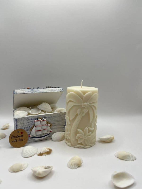 Flamme unter Palmen - Die Kerze mit Palmenflair