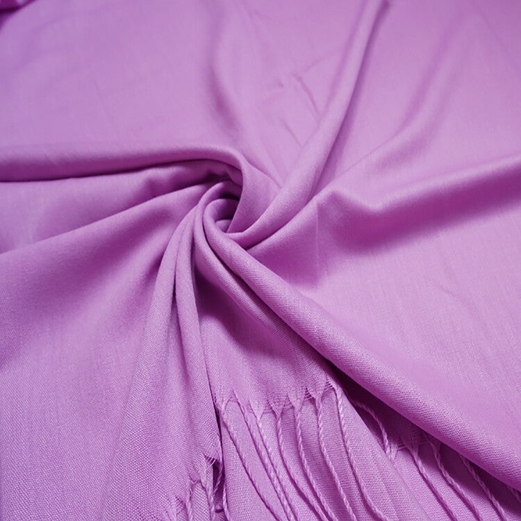 Plain Cotton Blend Pashmina Scarf with Tassels – All-Season Fashion Wrap