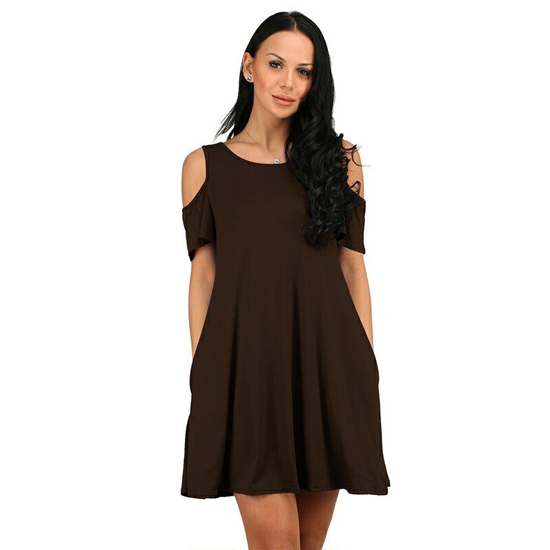 Women’s Casual Mini Dress – Coffee