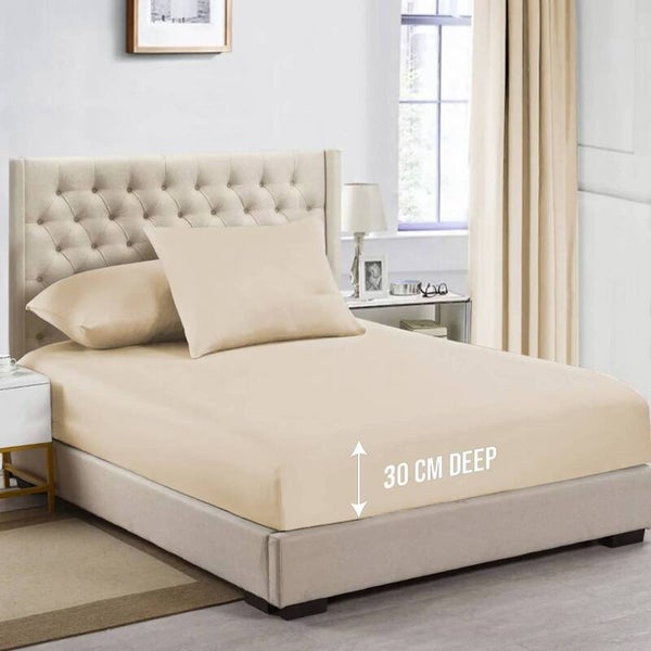 Plain Bed Sheets – Deep Fitted 30cm, King Bed Size