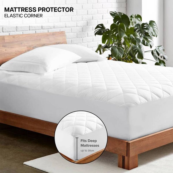 Extra Deep Quilted Mattress Protector – Soft Breathable Mattress Cover with 30cm Elasticated Skirt