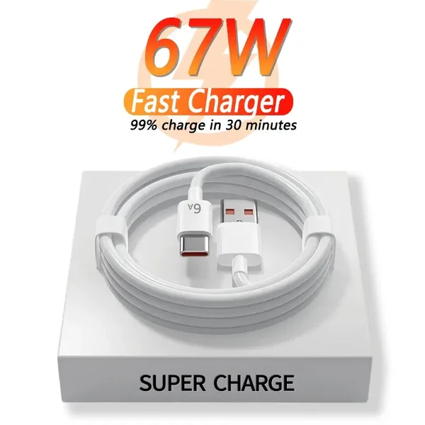 67W USB Fast 6AUSB-C Charging Cable | Super Fast Charging for Xiaomi, Redmi & POCO Devices
