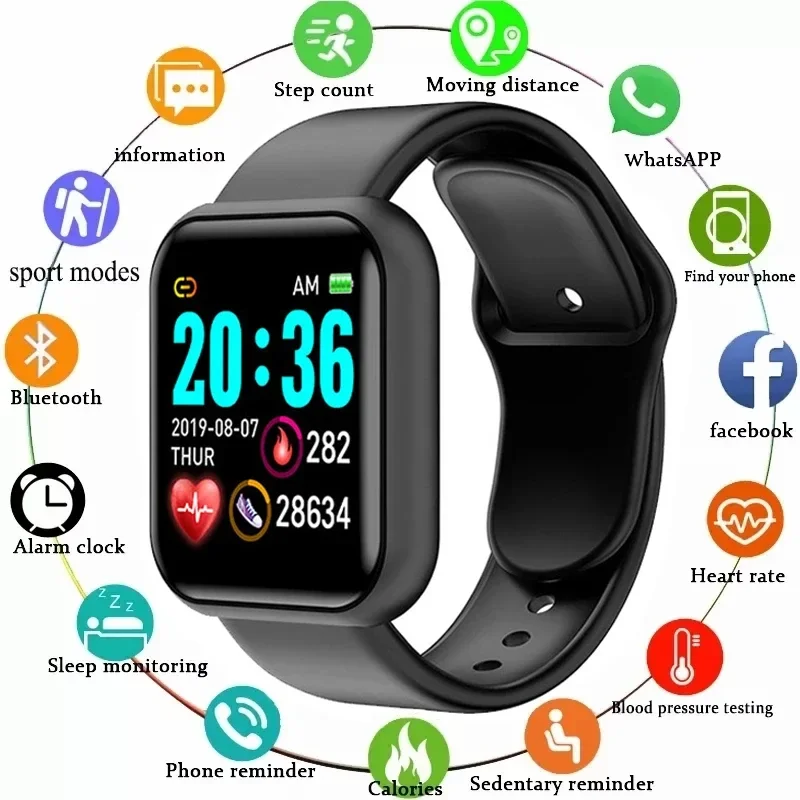 Y68 Smart Watch | Fitness Tracker with Heart Rate, Blood Oxygen & Sleep Monitoring