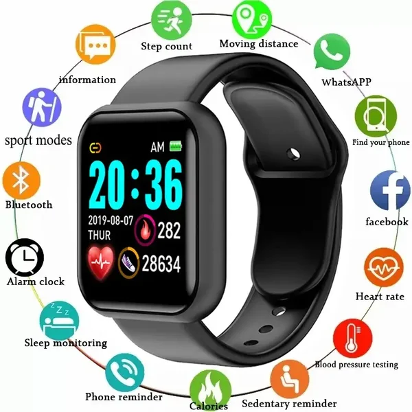 Y68 Smart Watch | Fitness Tracker with Heart Rate, Blood Oxygen & Sleep Monitoring