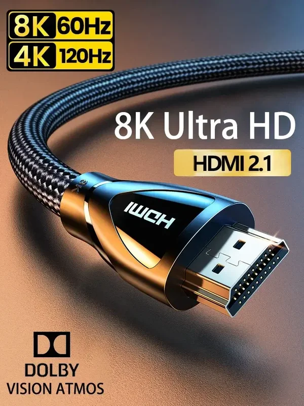 HDMI 2.1 Ultra High-Speed 8K Cable | 48Gbps 8K@60Hz & 4K@120Hz for PS5, Xbox & Home Entertainment