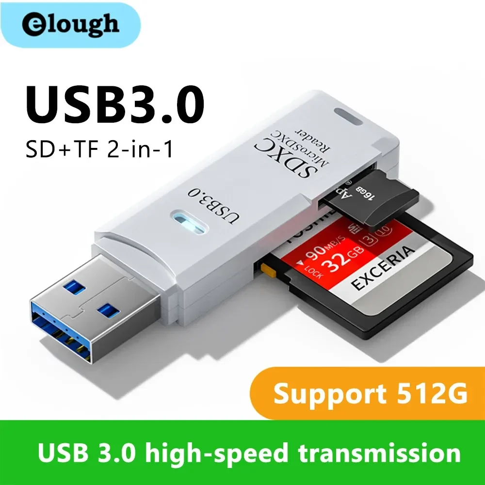 2-in-1 USB 3.0 SD & Micro SD Card Reader | High-Speed Memory Card Adapter for PC & Laptop