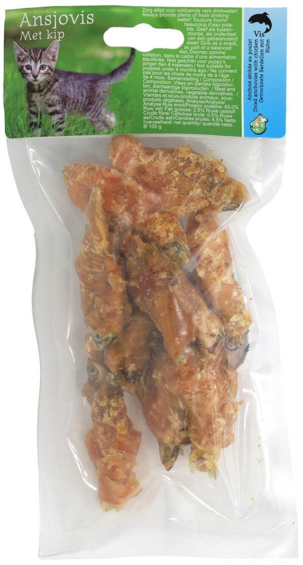Boon ansjovisjes met kip gedroogd - 100gr.
