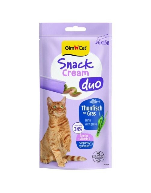 GimCat Creamy Snack DUO Tonijn & Gras - 6x15gr.