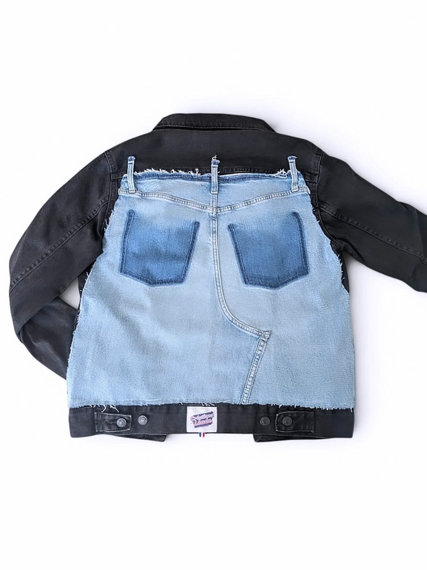 Veste en jean customisée Poches délavées T. XS/S