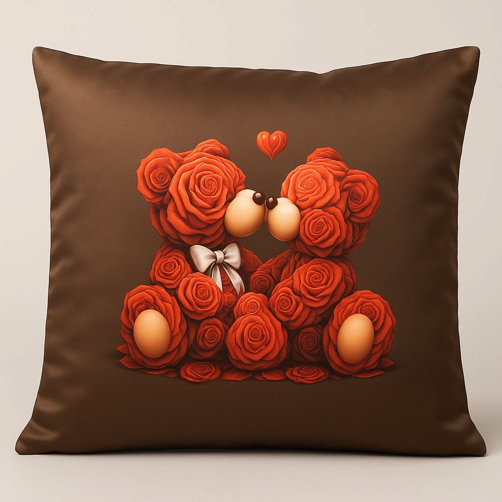 Housse de Coussin Saint-Valentin Personnalisée Ourson