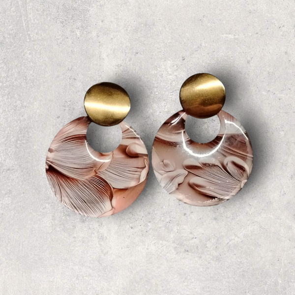 Boucles d'oreilles "Pétales de Rose" – Bois, Impression DTF & Résine UV Brillante