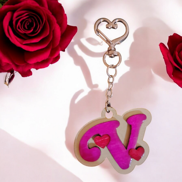 Porte-clé Lettre en Bois Contreplaqué Tilleul