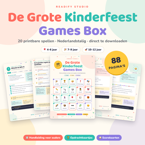🎉 De Grote Kinderfeest Games Box – 20 spellen