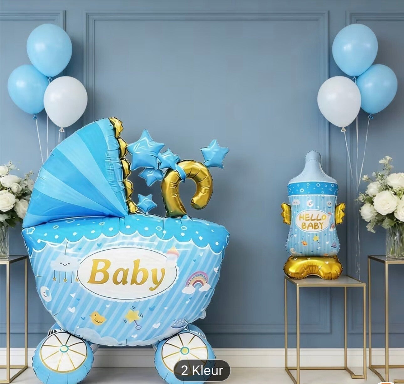 XL babywagen ballon voor meisje of jongen helium