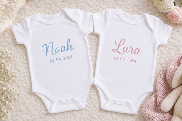 Baby rompertjes met geborduurde naam
