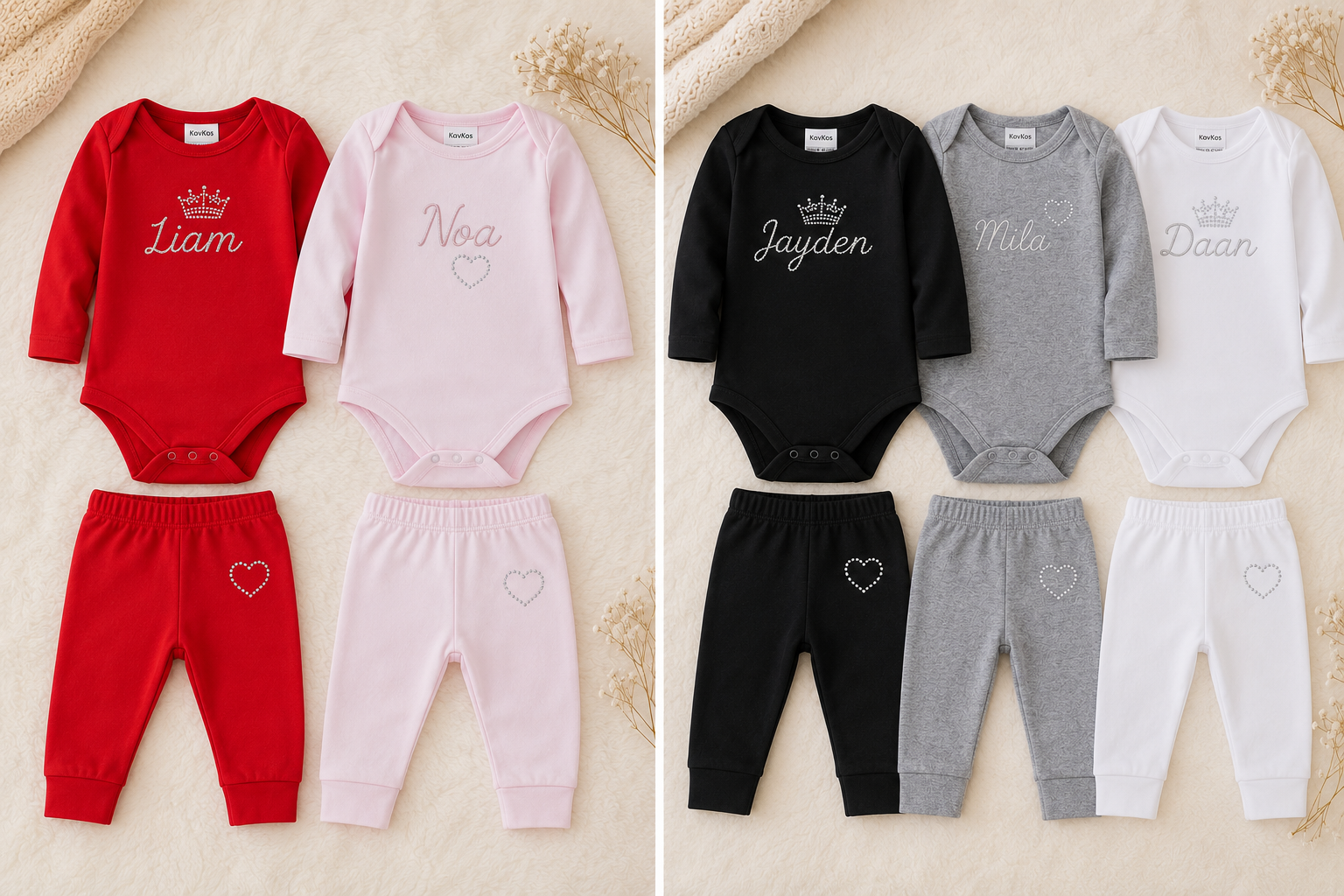 Luxe babysetje met naam en (eventueel) strass