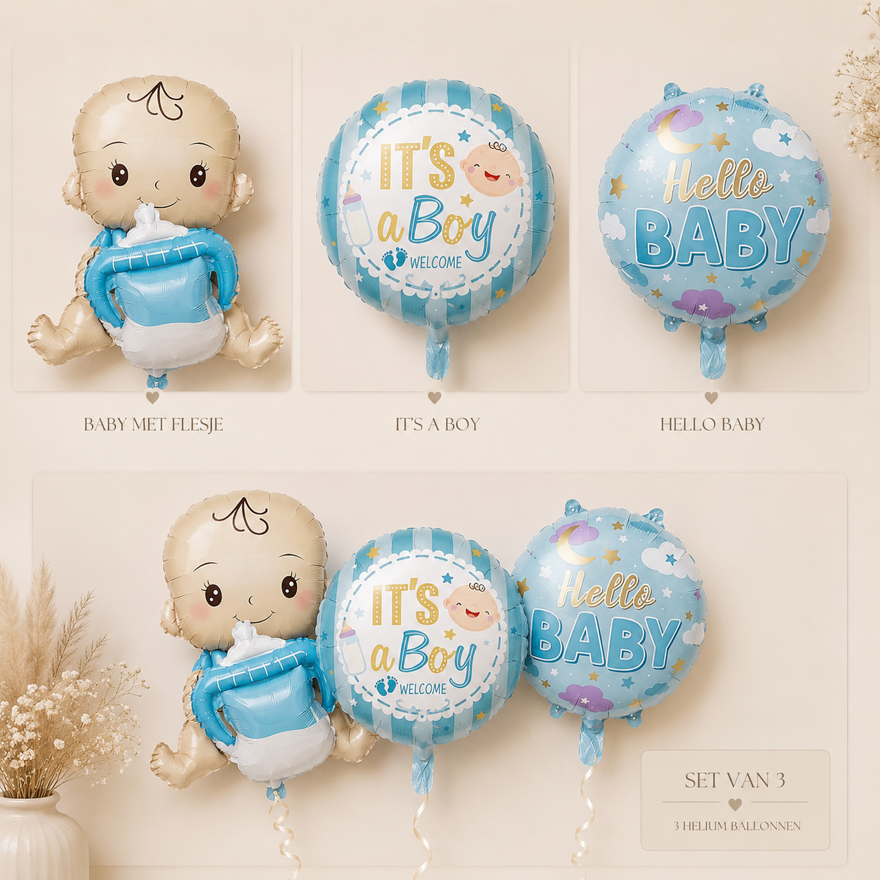 Baby met fles helium ballonnen set 1