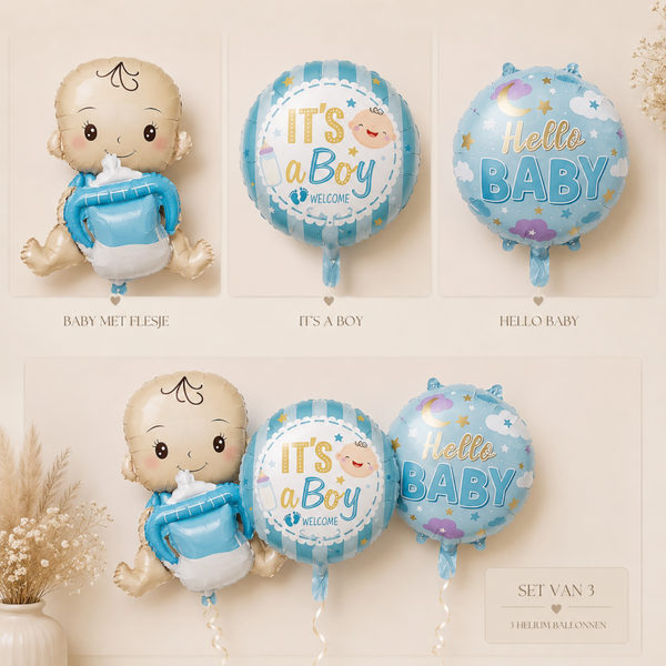 Baby met fles helium ballonnen set 1