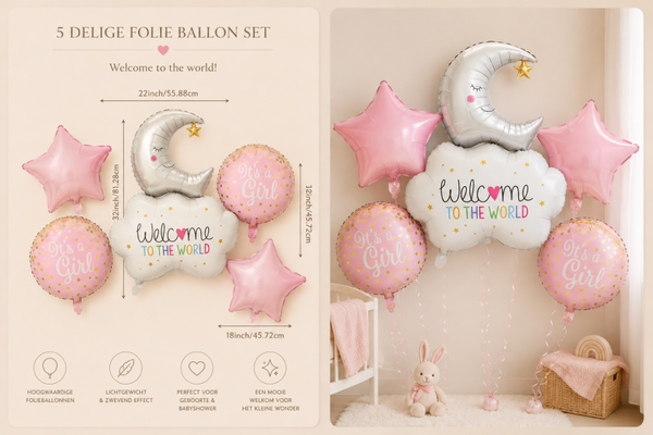 Helium ballonnenset van 3 voor meisje