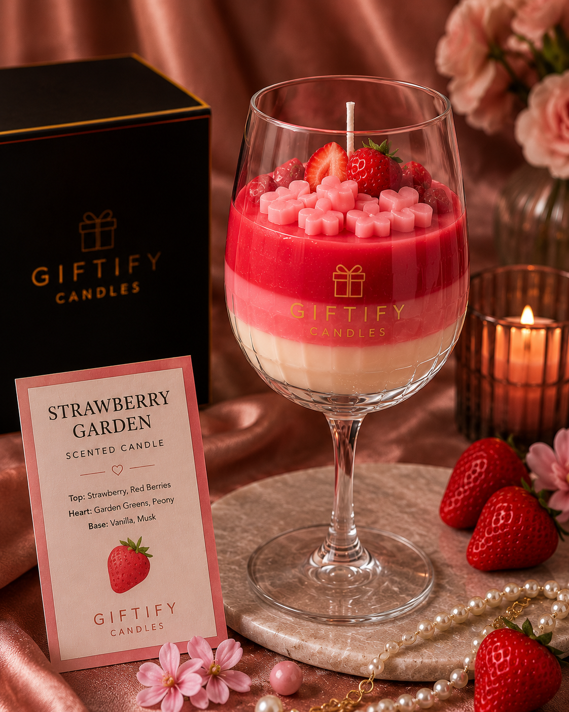 Luxe Strawberry Garden kaars