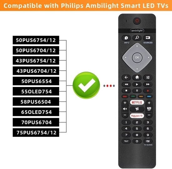 Afstandsbediening voor Philips Ambilight 4K Smart LED TV
