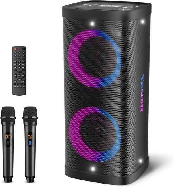 2 UHF Draadloze Microfoons Microfono, TONOR Bluetooth Draagbaar PA Luidsprekersysteem