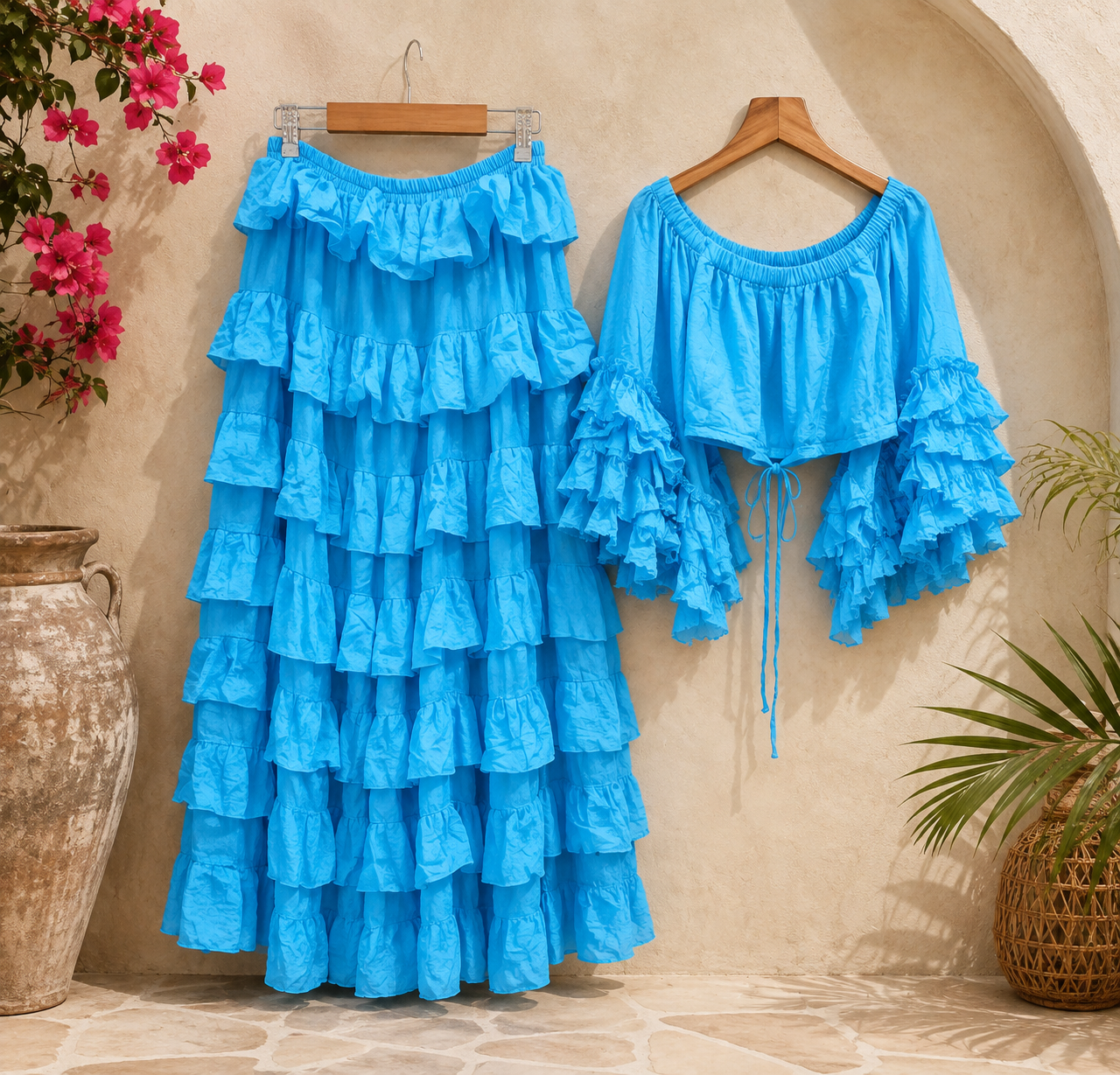 Maxi ruffle set Blue