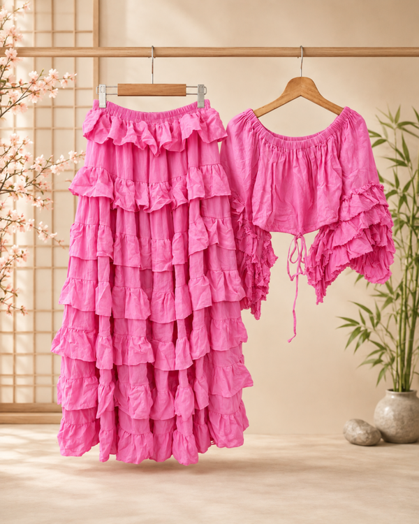 Maxi ruffle set pink