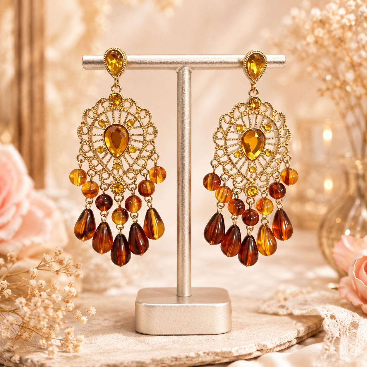 Amber Goddess earrings